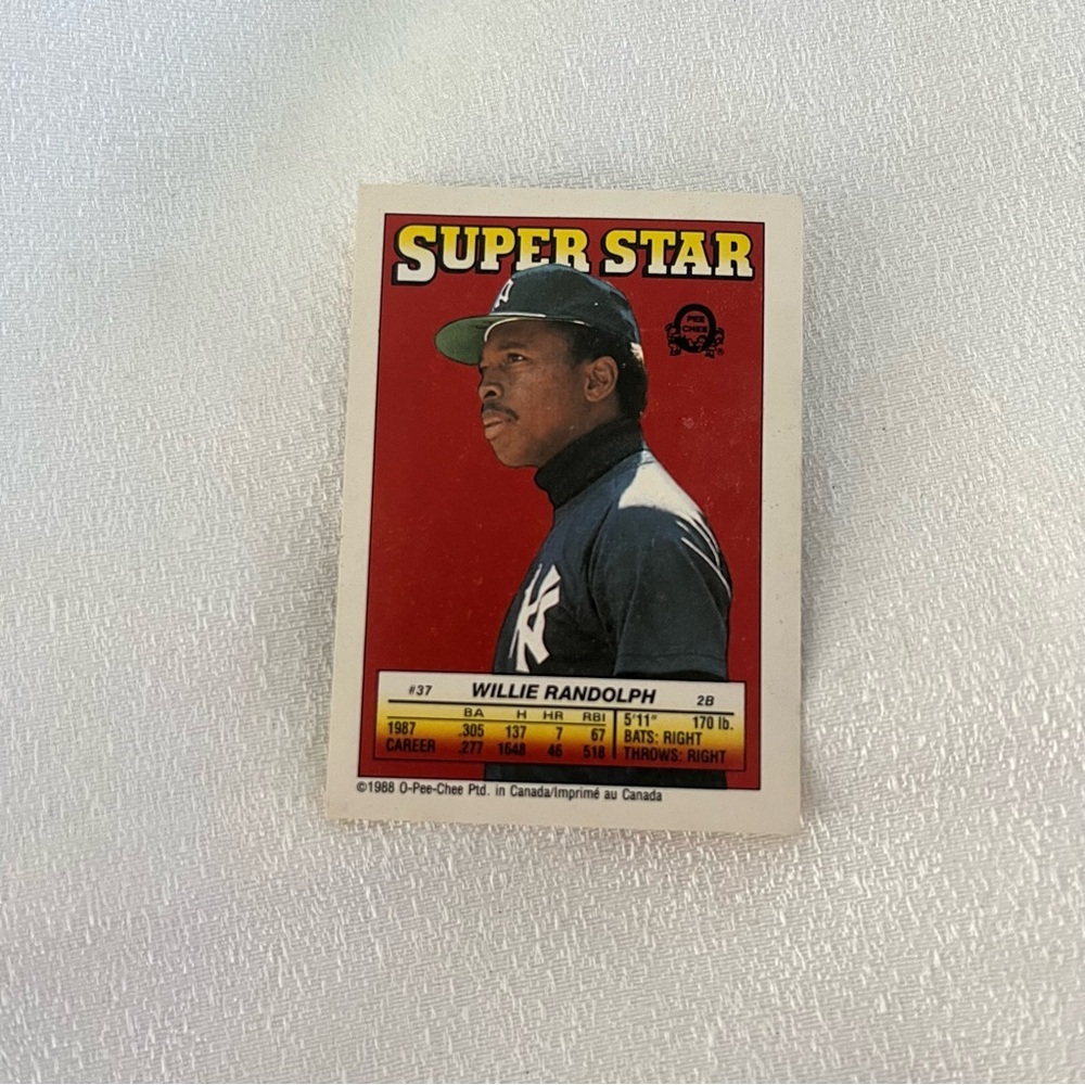 Willie Randolph Super Star Baseball Card